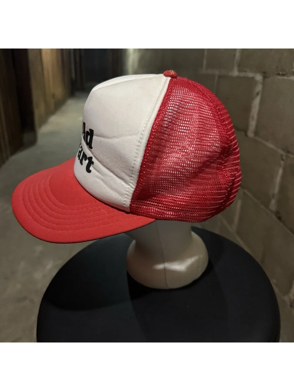 Vintage 80’s Old Fart Trucker Snapback Hat Red White Mesh Novelty Gag Gift Cap